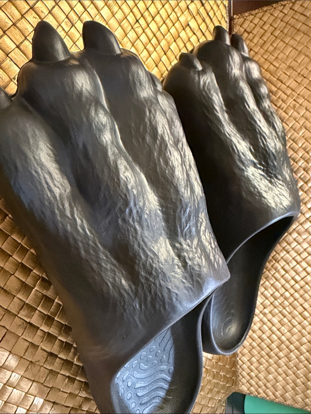 Men's Black Slide Sandals with Textured Upper